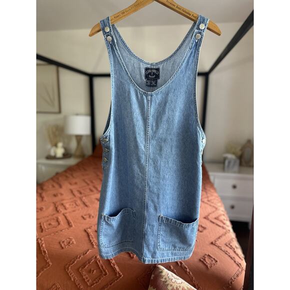 Vintage 90’s Size Small 100% Cotton Denim Jumper Overall Dress - Picture 5 of 6